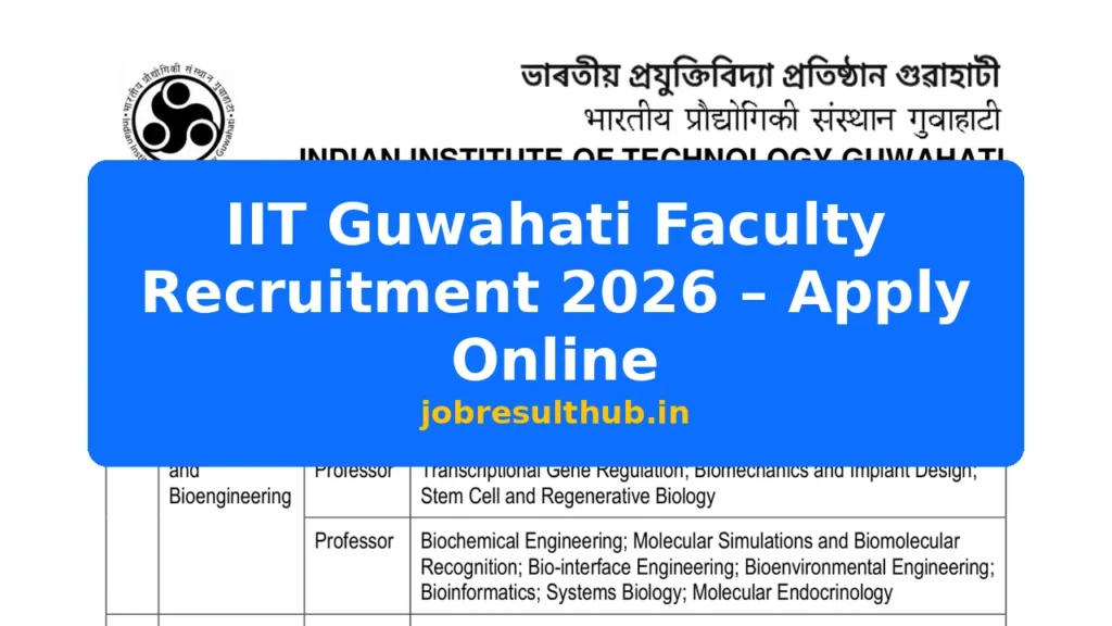 IIT Guwahati Faculty Recruitment 2026 – Apply Online - 2026 Posts