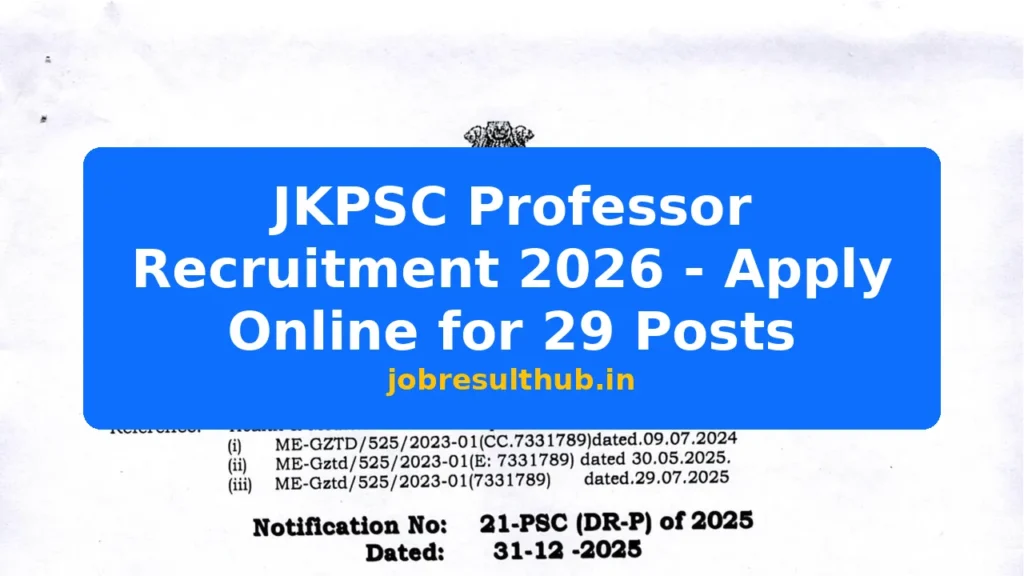 JKPSC Professor Recruitment 2026 - Apply Online for 29 Posts - 29 Posts