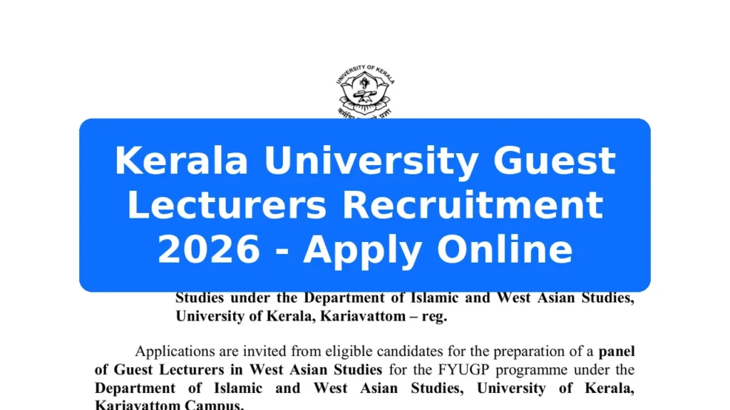 Kerala University Guest Lecturers Recruitment 2026 - Apply Online Featured Image