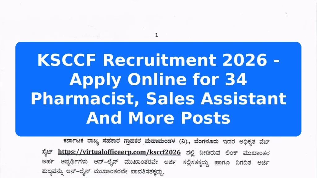 KSCCF Recruitment 2026 - Apply Online for 34 Pharmacist, Sales Assistant And More Posts Featured Image