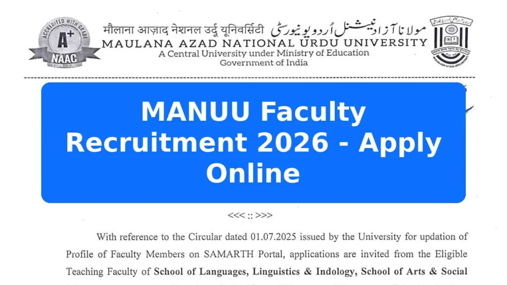 MANUU Faculty Recruitment 2026 - Apply Online Featured Image