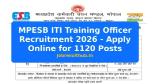 MPESB ITI Training Officer Recruitment 2026 - Apply Online for 1120 Posts - 1120 Posts