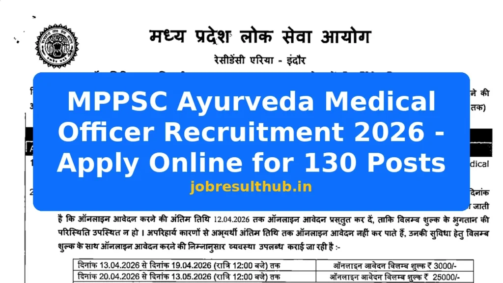 MPPSC Ayurveda Medical Officer Recruitment 2026 - Apply Online for 130 Posts - 130 Posts