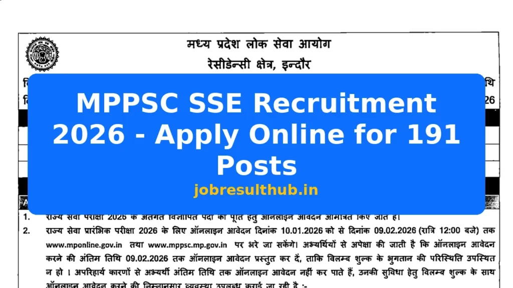 MPPSC SSE Recruitment 2026 - Apply Online for 191 Posts - 191 Posts