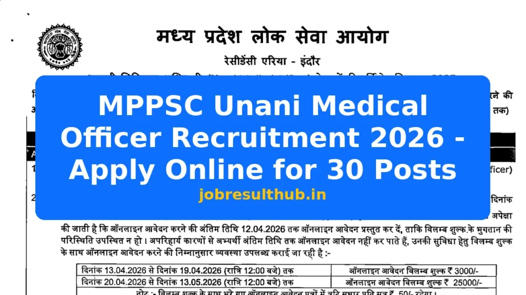 MPPSC Unani Medical Officer Recruitment 2026 - Apply Online for 30 Posts - 30 Posts