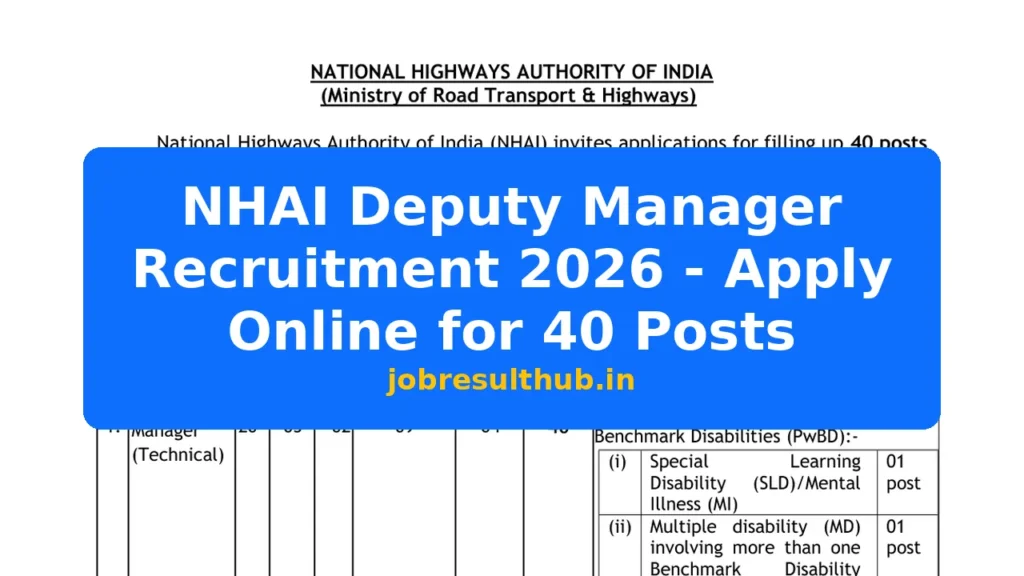 NHAI Deputy Manager Recruitment 2026 - Apply Online for 40 Posts - 40 Posts