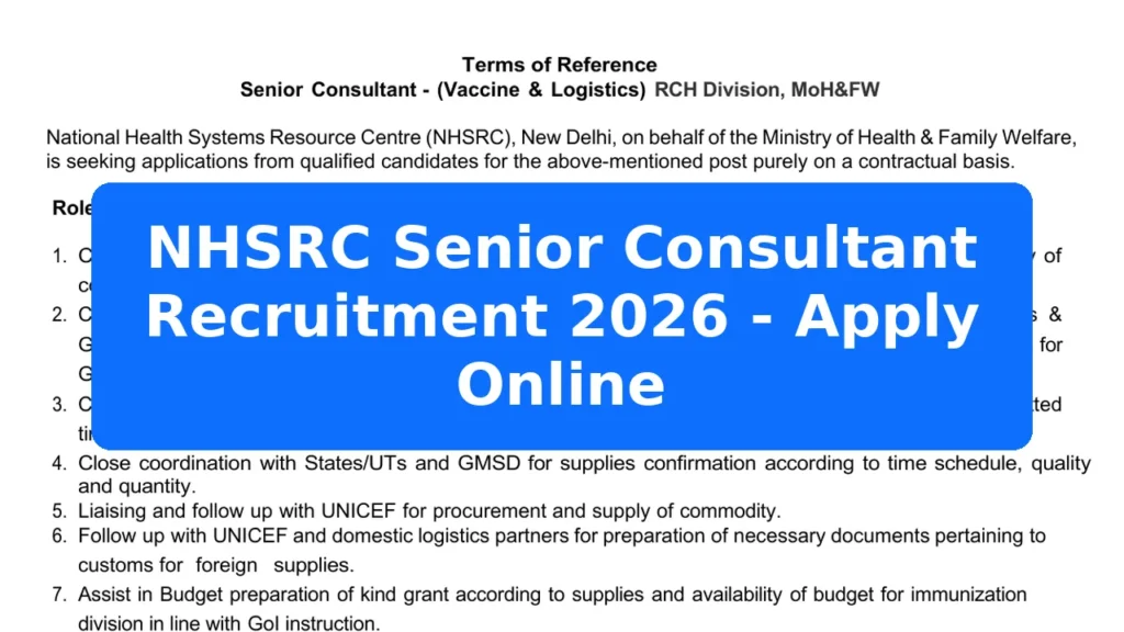 NHSRC Senior Consultant Recruitment 2026 - Apply Online Featured Image
