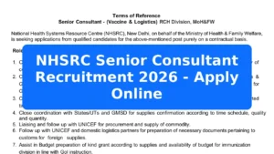 NHSRC Senior Consultant Recruitment 2026 - Apply Online Featured Image