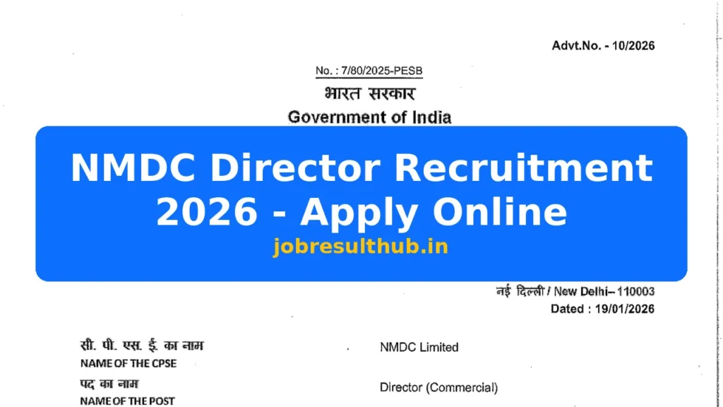 NMDC Director Recruitment 2026 - Apply Online - 7 Posts