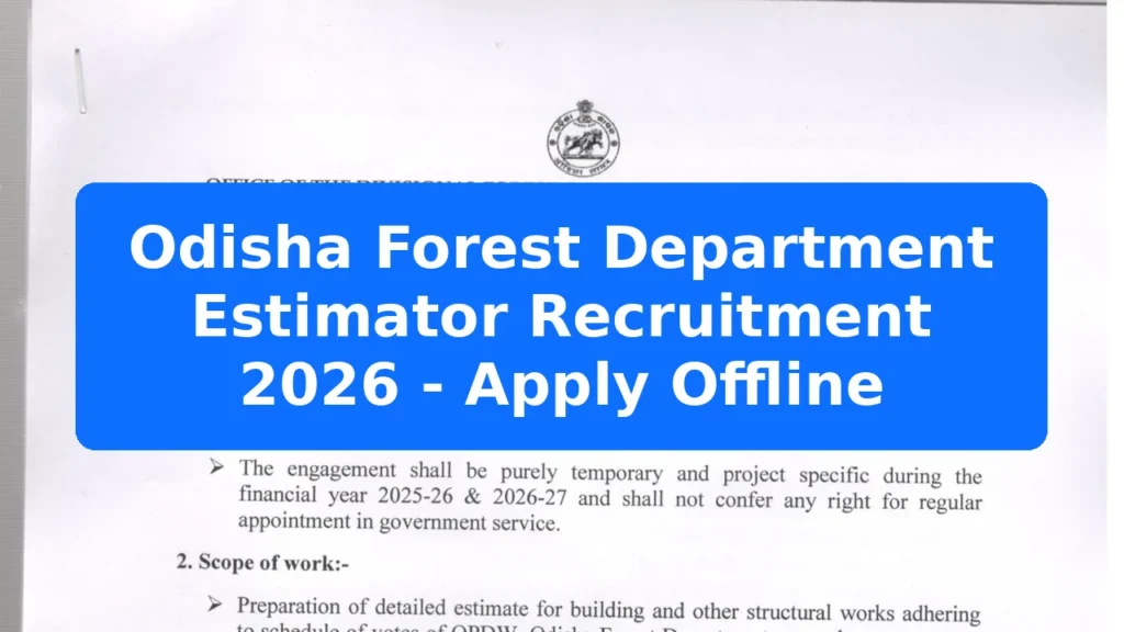 Odisha Forest Department Estimator Recruitment 2026 - Apply Offline Featured Image
