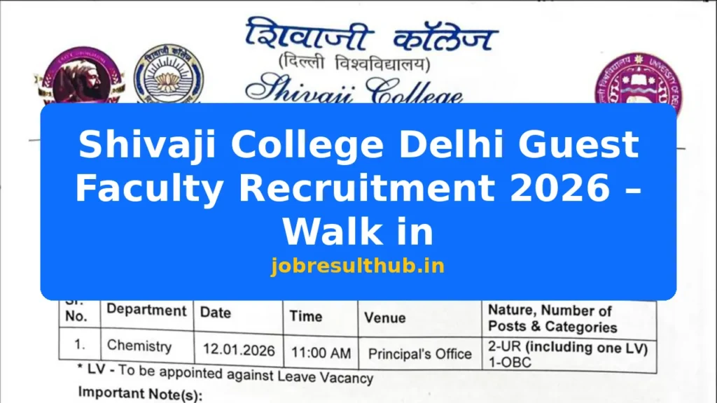 Shivaji College Delhi Guest Faculty Recruitment 2026 – Walk in - 3 Posts