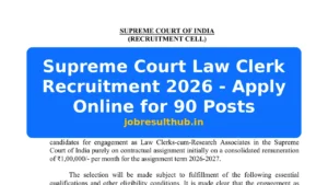 Supreme Court Law Clerk Recruitment 2026 - Apply Online for 90 Posts - 90 Posts
