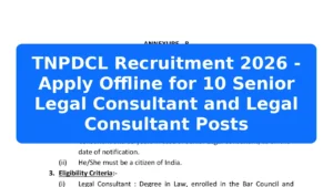 TNPDCL Recruitment 2026 - Apply Offline for 10 Senior Legal Consultant and Legal Consultant Posts Featured Image