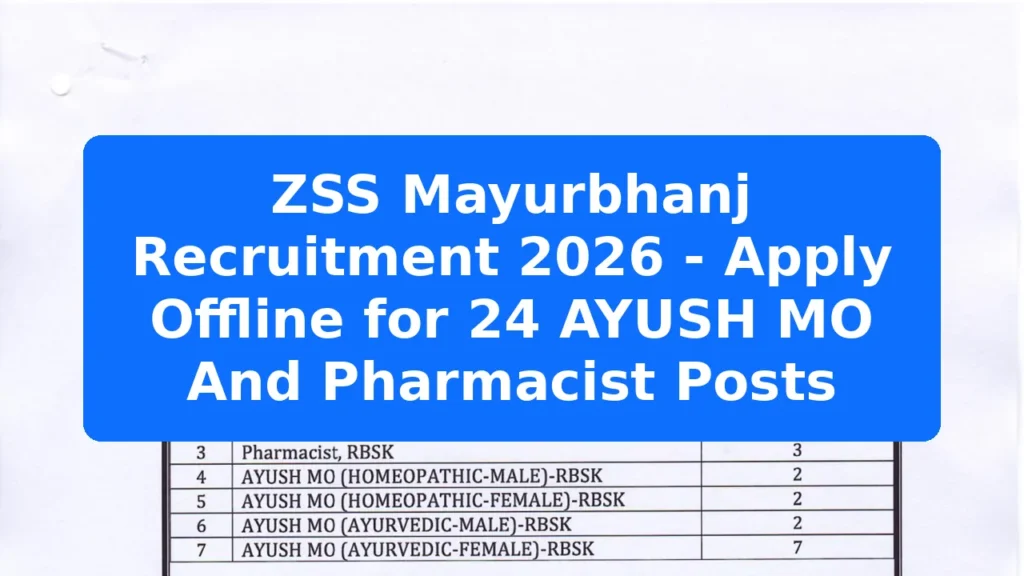 ZSS Mayurbhanj Recruitment 2026 - Apply Offline for 24 AYUSH MO And Pharmacist Posts Featured Image