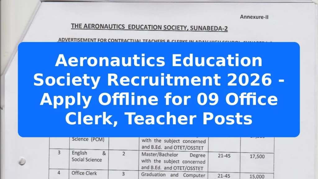 Aeronautics Education Society Recruitment 2026 - Apply Offline for 09 Office Clerk, Teacher Posts Featured Image