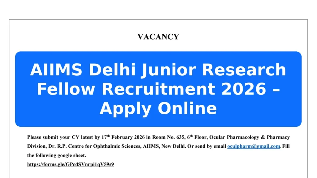 AIIMS Delhi Junior Research Fellow Recruitment 2026 – Apply Online Featured Image