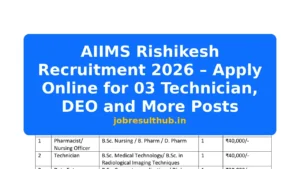 AIIMS Rishikesh Recruitment 2026 – Apply Online for 03 Technician, DEO and More Posts - 2026 Posts