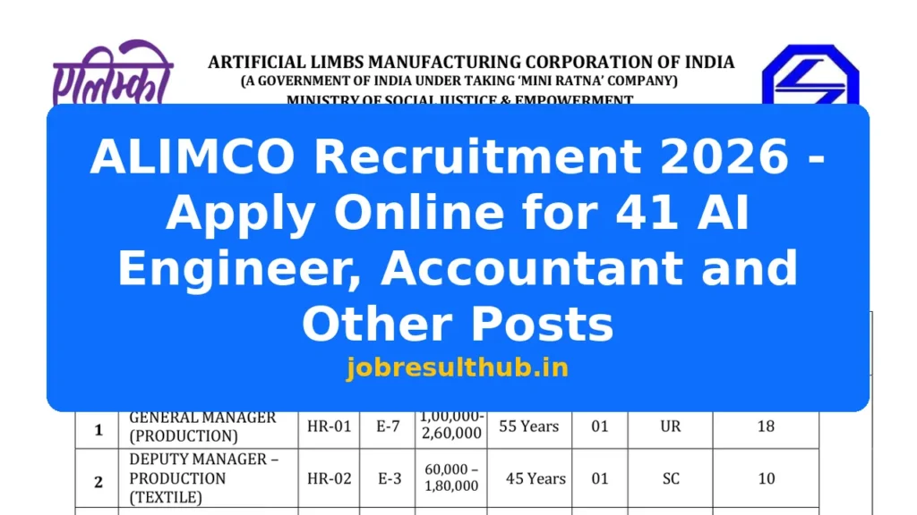 ALIMCO Recruitment 2026 - Apply Online for 41 AI Engineer, Accountant and Other Posts - 2026 Posts