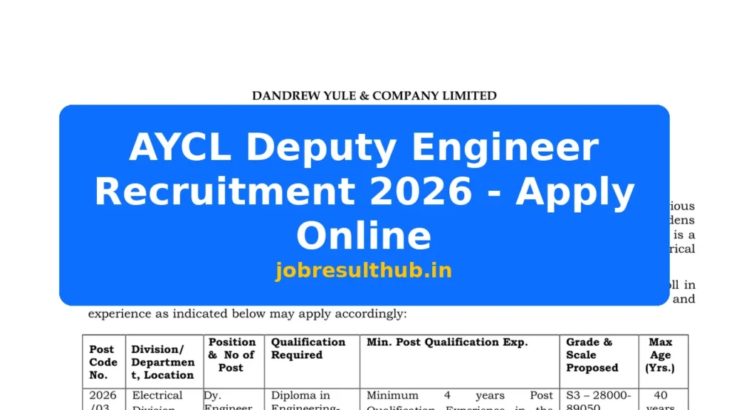 AYCL Deputy Engineer Recruitment 2026 - Apply Online - 2026 Posts