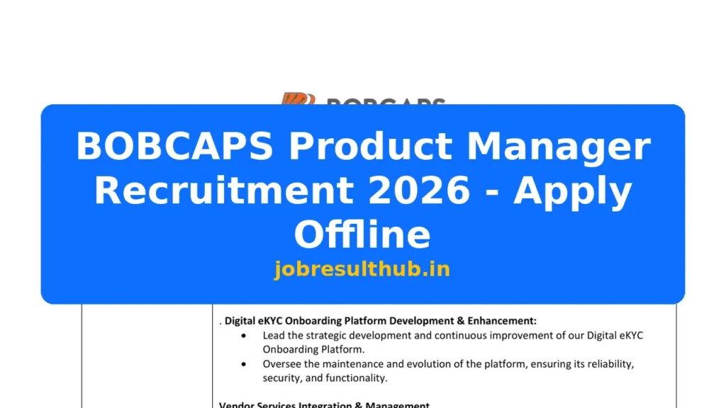 BOBCAPS Product Manager Recruitment 2026 - Apply Offline - 2026 Posts