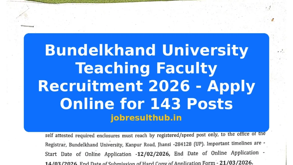 Bundelkhand University Teaching Faculty Recruitment 2026 - Apply Online for 143 Posts - 143 Posts