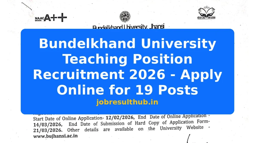 Bundelkhand University Teaching Position Recruitment 2026 - Apply Online for 19 Posts - 2026 Posts