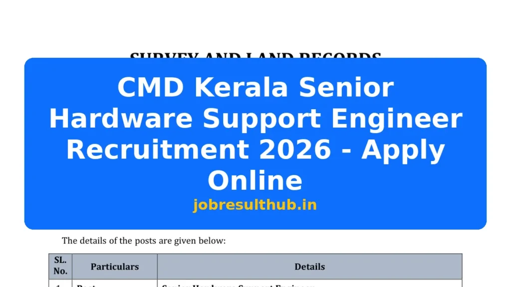 CMD Kerala Senior Hardware Support Engineer Recruitment 2026 - Apply Online - 2026 Posts