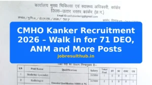 CMHO Kanker Recruitment 2026 – Walk in for 71 DEO, ANM and More Posts - 71 Posts