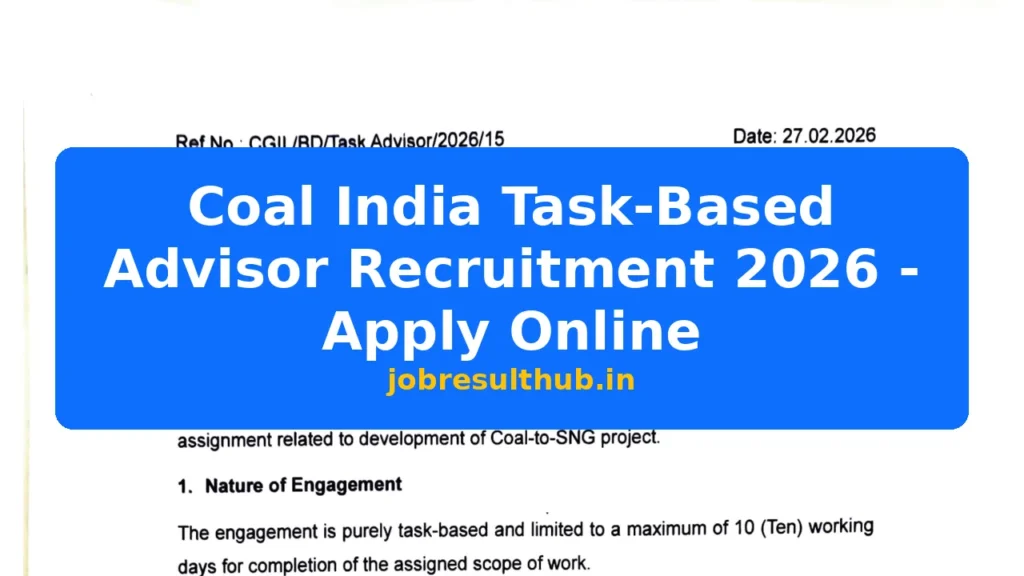 Coal India Task-Based Advisor Recruitment 2026 - Apply Online - 2026 Posts