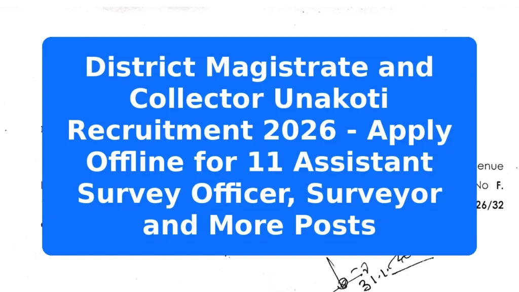 District Magistrate and Collector Unakoti Recruitment 2026 - Apply Offline for 11 Assistant Survey Officer, Surveyor and More Posts Featured Image