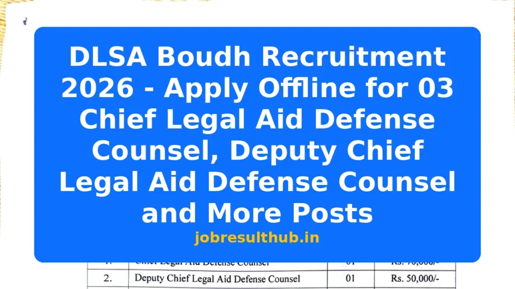 DLSA Boudh Recruitment 2026 - Apply Offline for 03 Chief Legal Aid Defense Counsel, Deputy Chief Legal Aid Defense Counsel and More Posts - 2026 Posts
