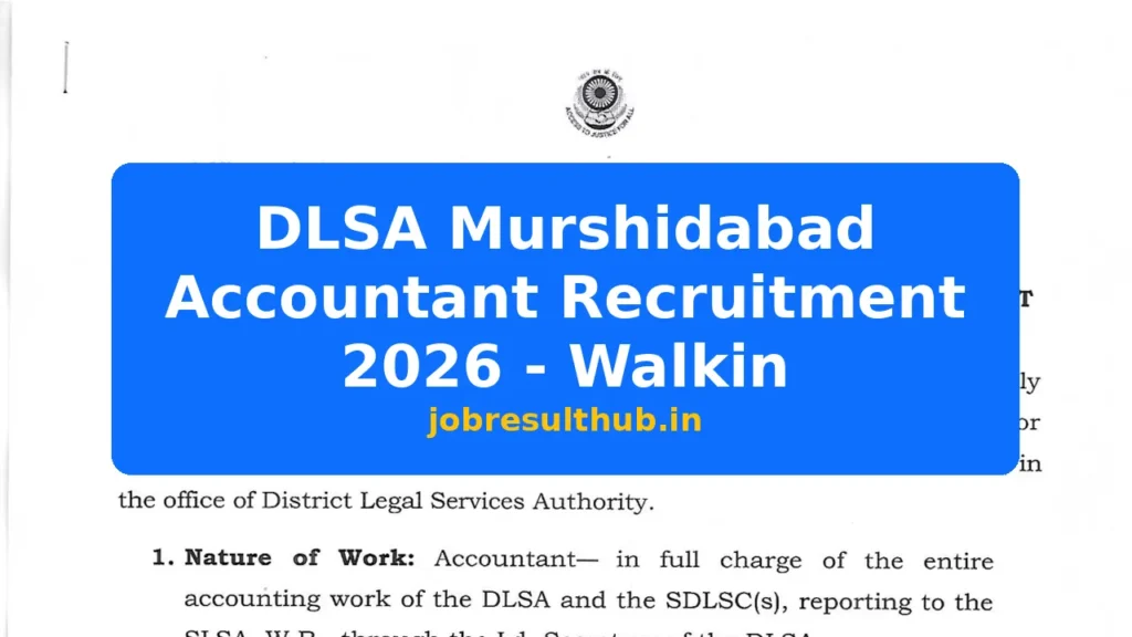 DLSA Murshidabad Accountant Recruitment 2026 - Walkin - 2026 Posts
