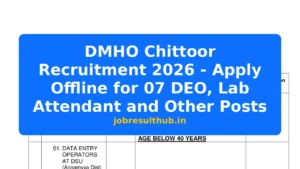 DMHO Chittoor Recruitment 2026 - Apply Offline for 07 DEO, Lab Attendant and Other Posts - 2026 Posts