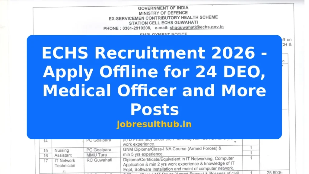 ECHS Recruitment 2026 - Apply Offline for 24 DEO, Medical Officer and More Posts - 2026 Posts