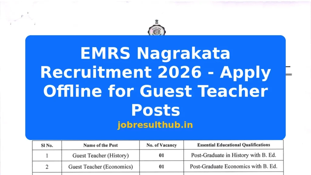 EMRS Nagrakata Recruitment 2026 - Apply Offline for Guest Teacher Posts - 2026 Posts