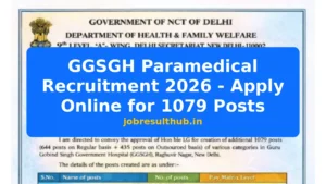 GGSGH Paramedical Recruitment 2026 - Apply Online for 1079 Posts - 1079 Posts