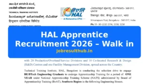 HAL Apprentice Recruitment 2026 – Walk in - 2026 Posts