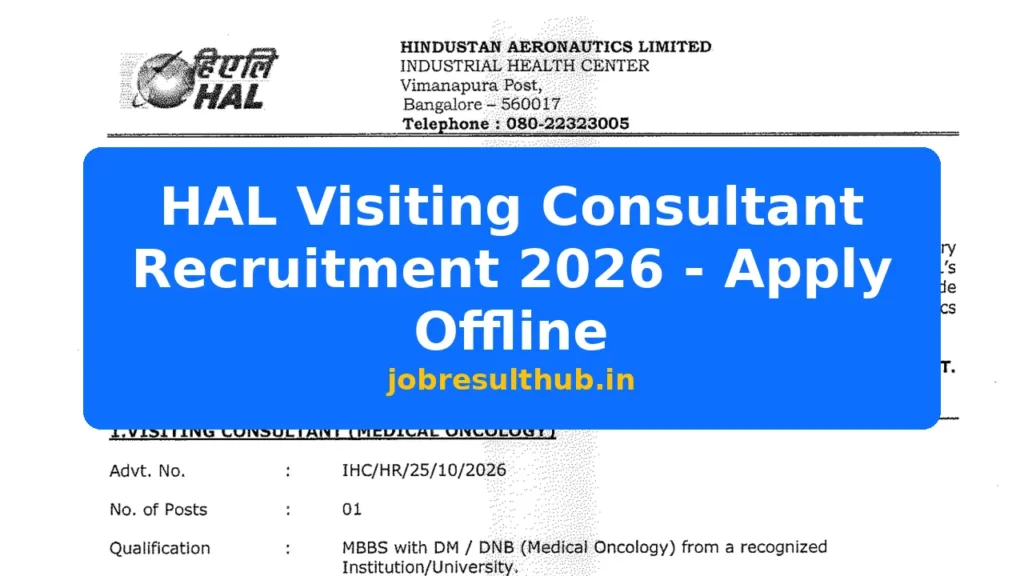 HAL Visiting Consultant Recruitment 2026 - Apply Offline - 2026 Posts