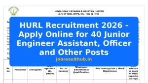 HURL Recruitment 2026 - Apply Online for 40 Junior Engineer Assistant, Officer and Other Posts - 2026 Posts