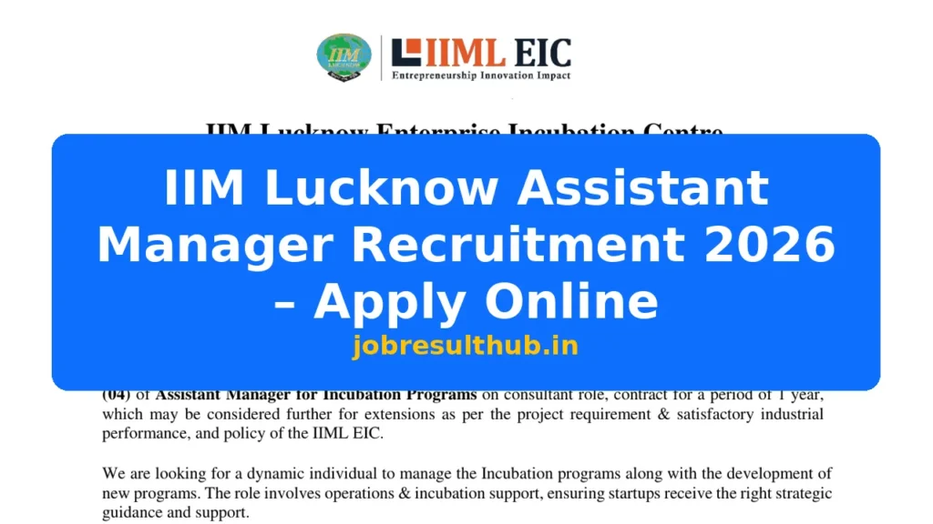 IIM Lucknow Assistant Manager Recruitment 2026 – Apply Online - 4 Posts