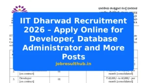 IIT Dharwad Recruitment 2026 – Apply Online for Developer, Database Administrator and More Posts - 1 Posts