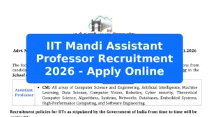 IIT Mandi Assistant Professor Recruitment 2026 - Apply Online Featured Image