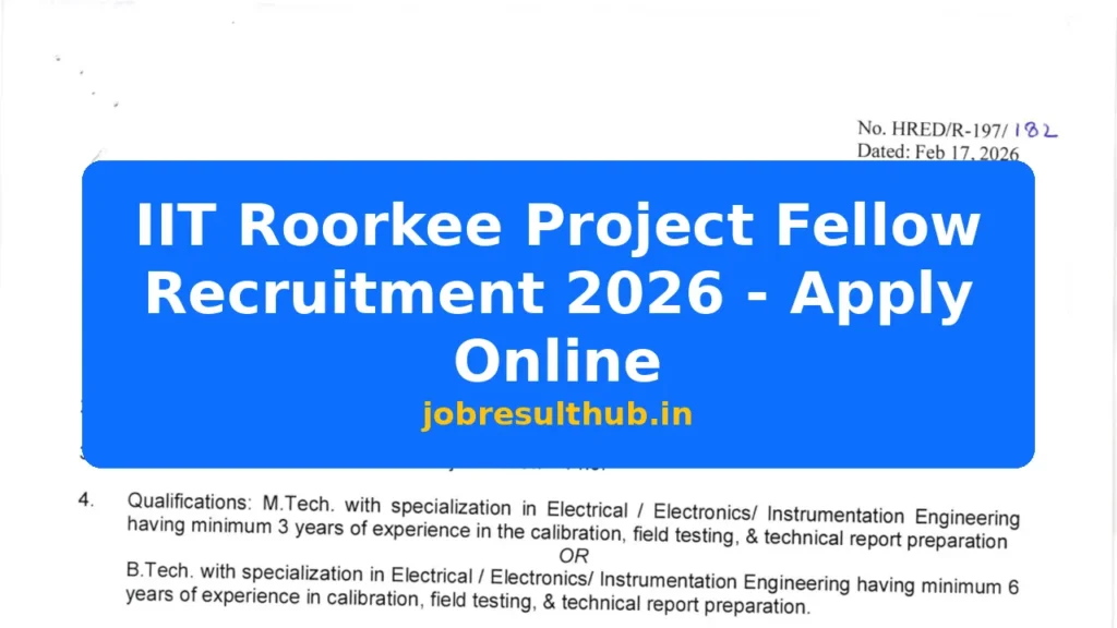 IIT Roorkee Project Fellow Recruitment 2026 - Apply Online - 2026 Posts