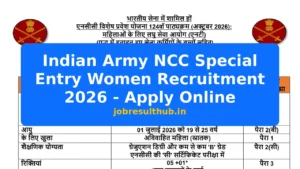 Indian Army NCC Special Entry Women Recruitment 2026 - Apply Online - 2026 Posts