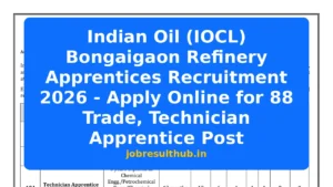 Indian Oil (IOCL) Bongaigaon Refinery Apprentices Recruitment 2026 - Apply Online for 88 Trade, Technician Apprentice Post - 88 Posts