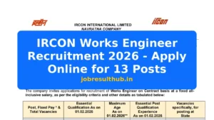 IRCON Works Engineer Recruitment 2026 - Apply Online for 13 Posts - 2026 Posts