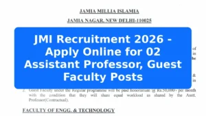 JMI Recruitment 2026 - Apply Online for 02 Assistant Professor, Guest Faculty Posts Featured Image
