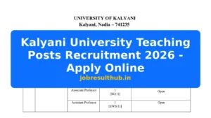 Kalyani University Teaching Posts Recruitment 2026 - Apply Online - 2026 Posts
