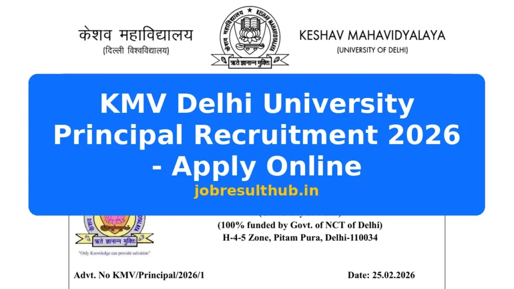 KMV Delhi University Principal Recruitment 2026 - Apply Online - 2026 Posts