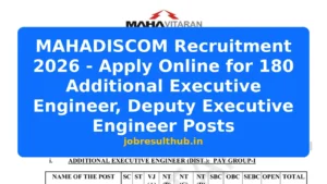 MAHADISCOM Recruitment 2026 - Apply Online for 180 Additional Executive Engineer, Deputy Executive Engineer Posts - 2026 Posts